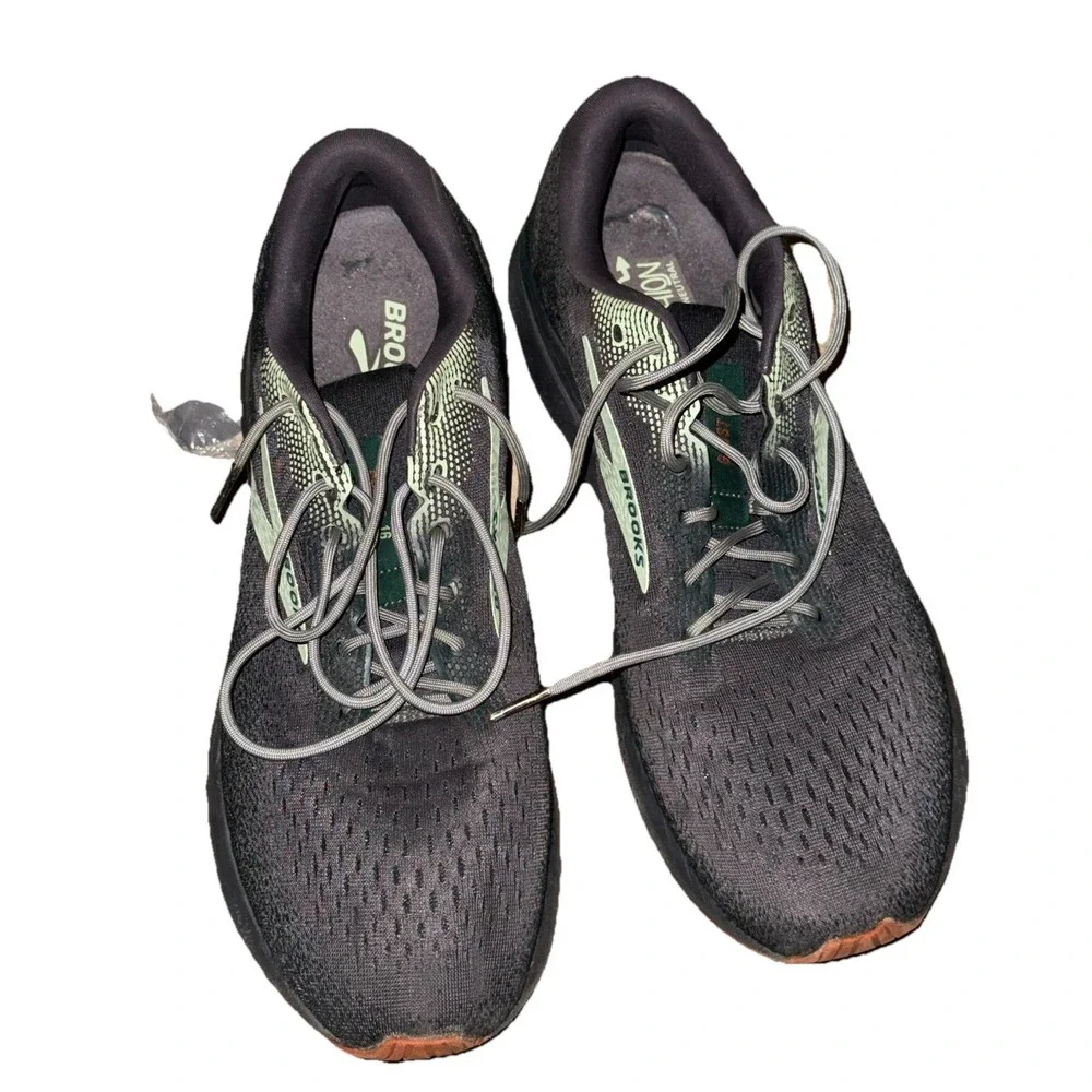 Brooks Ghost 16 Blackened Pearl/June Bug/Green Sneakers Men Size 14‎ D Medium